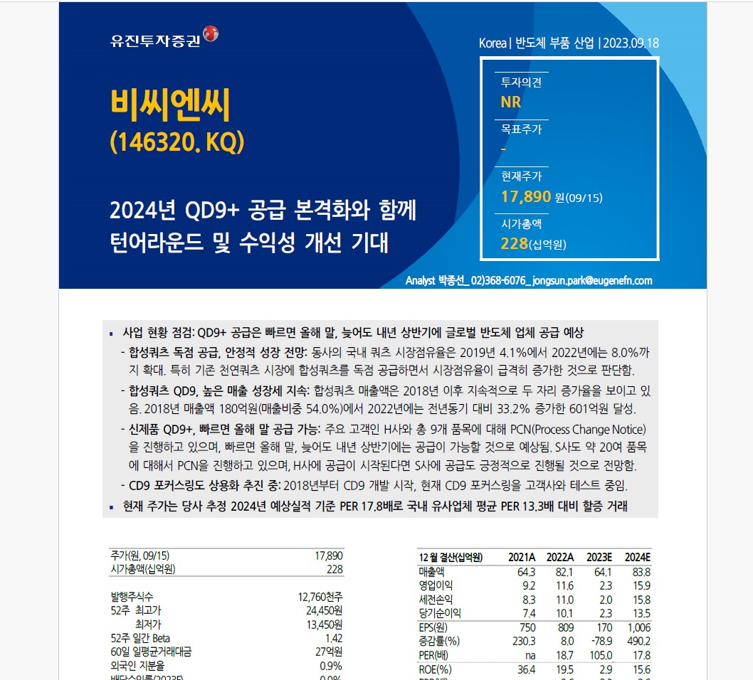 [유진투자증권]2024년 QD9+ 공급 본격화와 함께 턴어라운드 및 수익성 개선 기대 썸네일